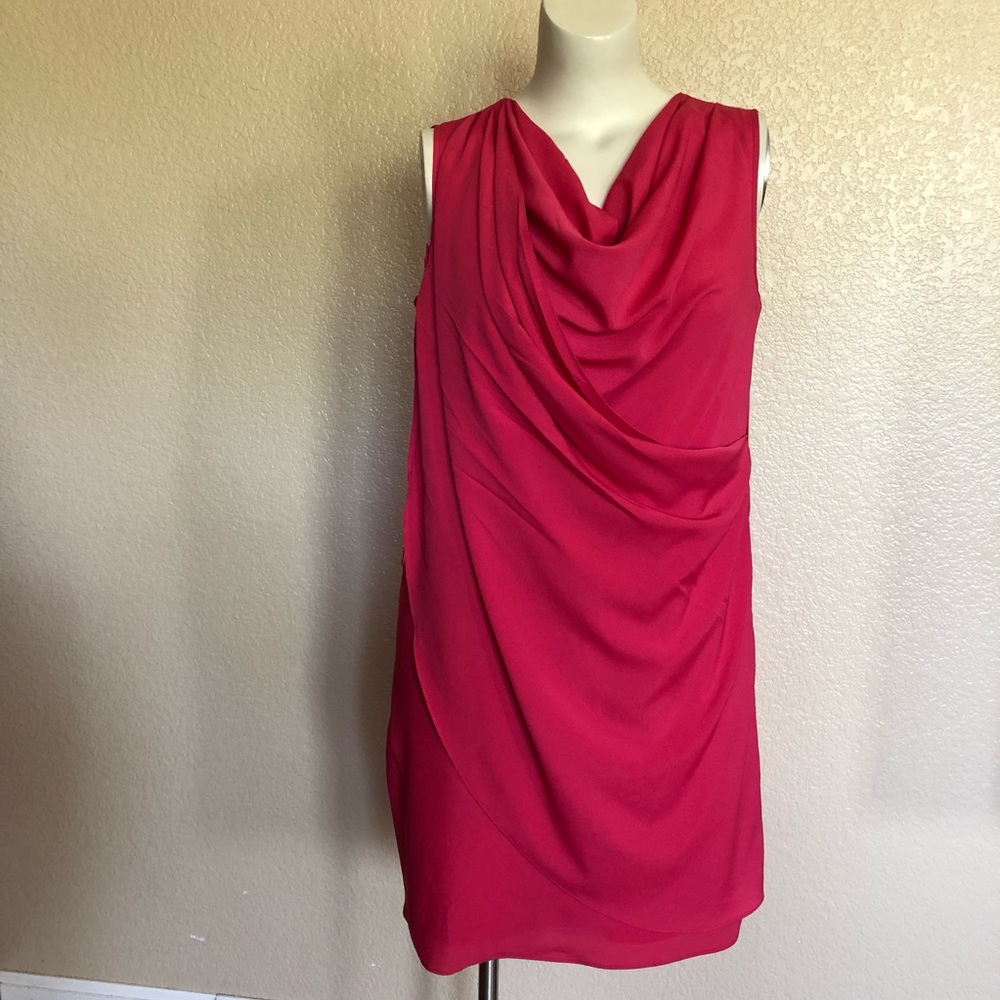 Ellen Tracy Cowl Neck Faux Wrap Dress Size 12 Pink New